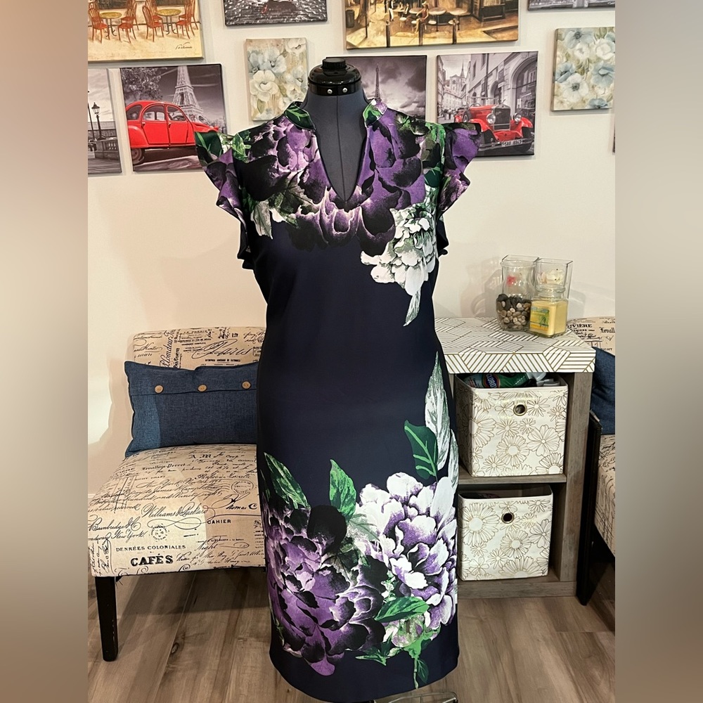 Beautiful rich colored stretch midi dress